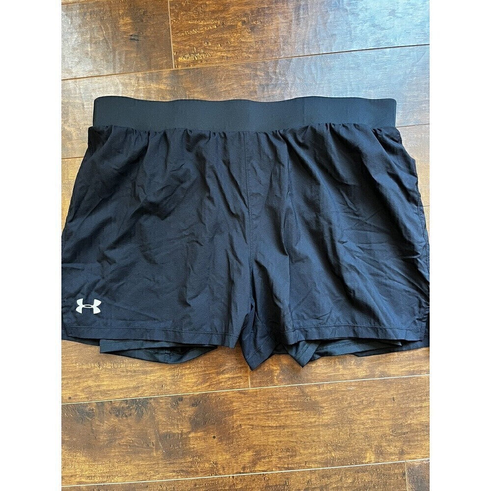 Womens Black Under Armour Lined Athletic Shorts Sz XXL